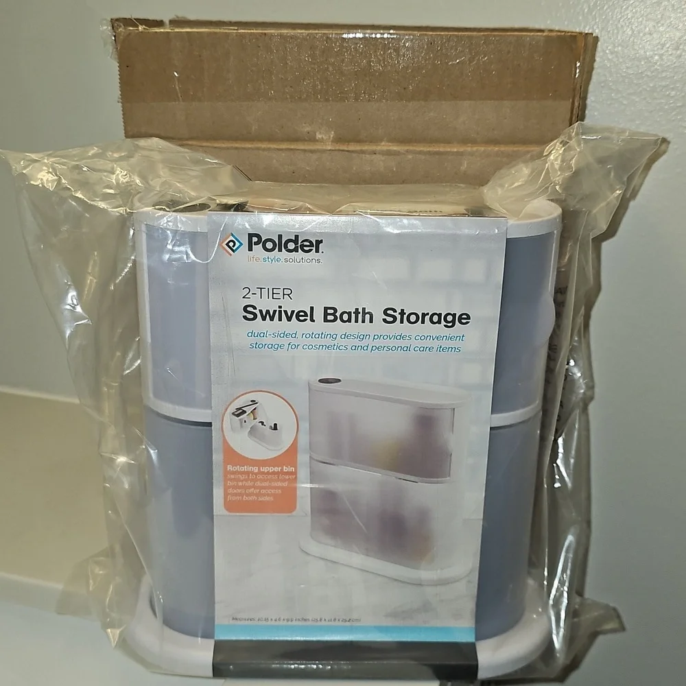 Polder 2-Tier Swivel Bath Storage. New In Packaging. Never Used.